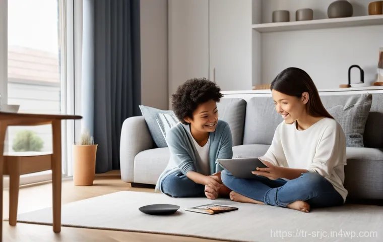 제품 서비스화의 장기적 비전 - **Prompt:** A cozy and modern living room filled with natural light, where a diverse family of four ...